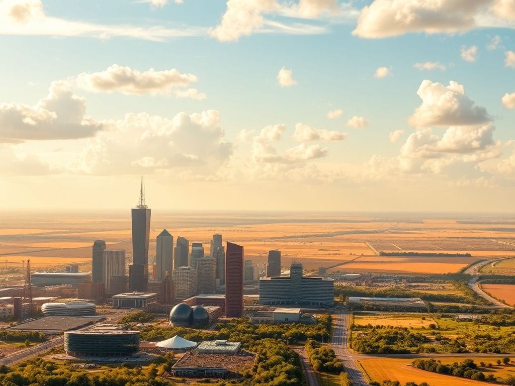 Flick International A vibrant Texas landscape showcasing both urban and rural areas, highlighting economic growth.