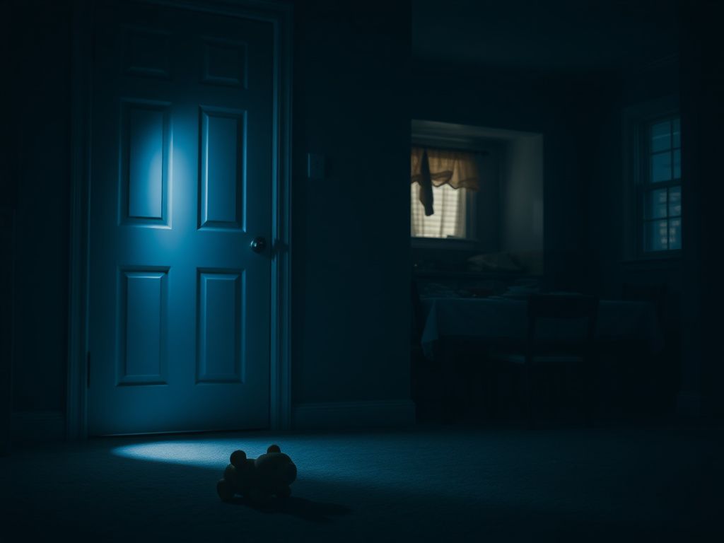 Flick International A dimly lit room with a child's toy symbolizing innocence and tension