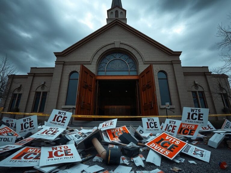 Flick International Exterior view of Cities Church in St. Paul, Minnesota, during an unrest scene