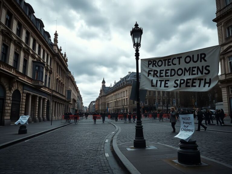 Flick International Somber street scene in Brussels during a protest against transgender treatments for children