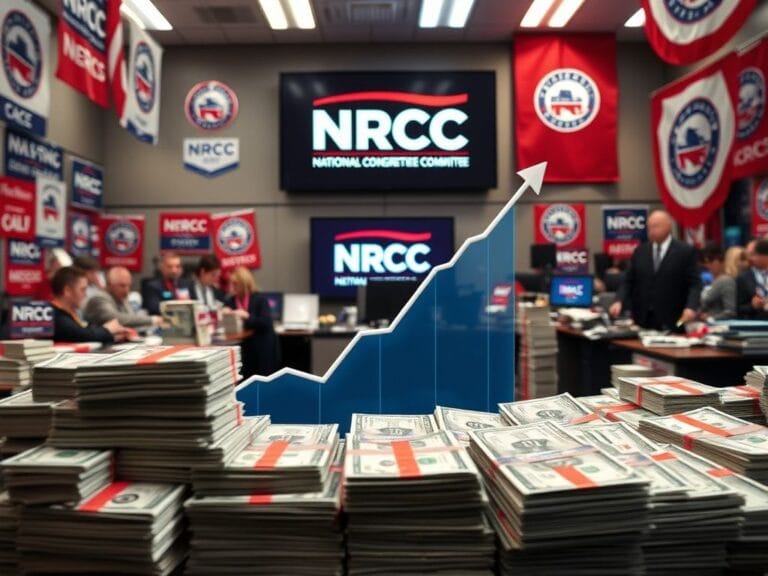 Flick International A bustling campaign office showcasing stacks of cash and financial reports