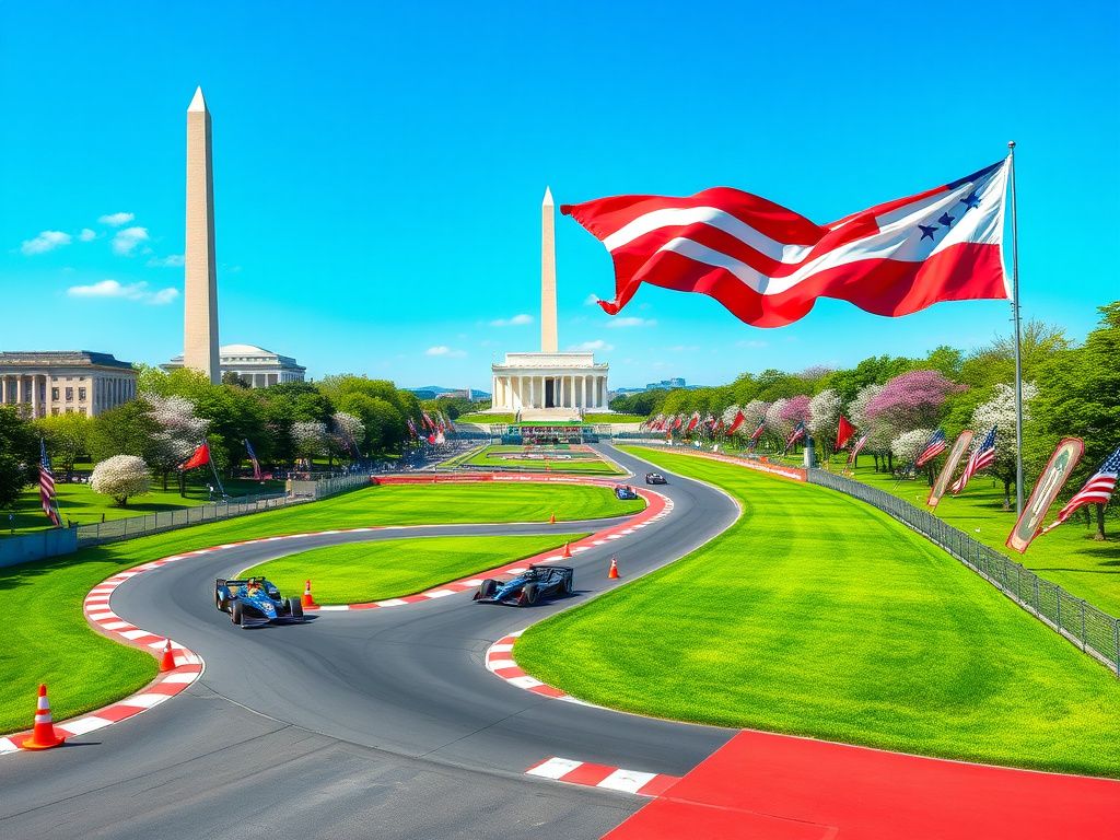 Flick International Dynamic scene of the IndyCar race at the National Mall in Washington, D.C.