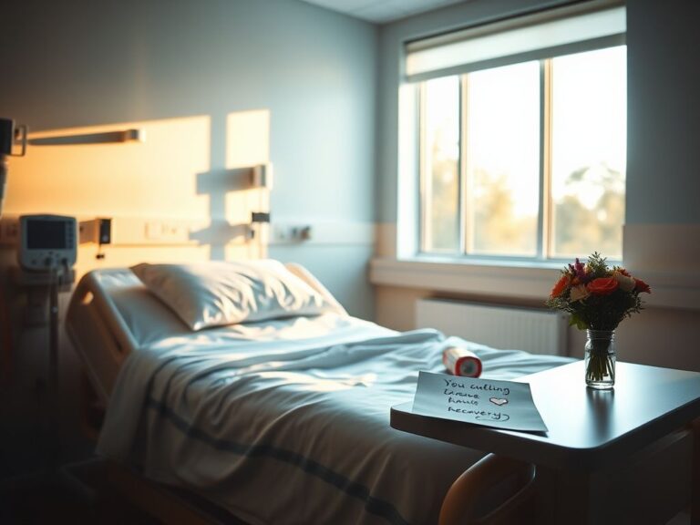 Flick International Hospital room with medical devices and flowers symbolizing recovery