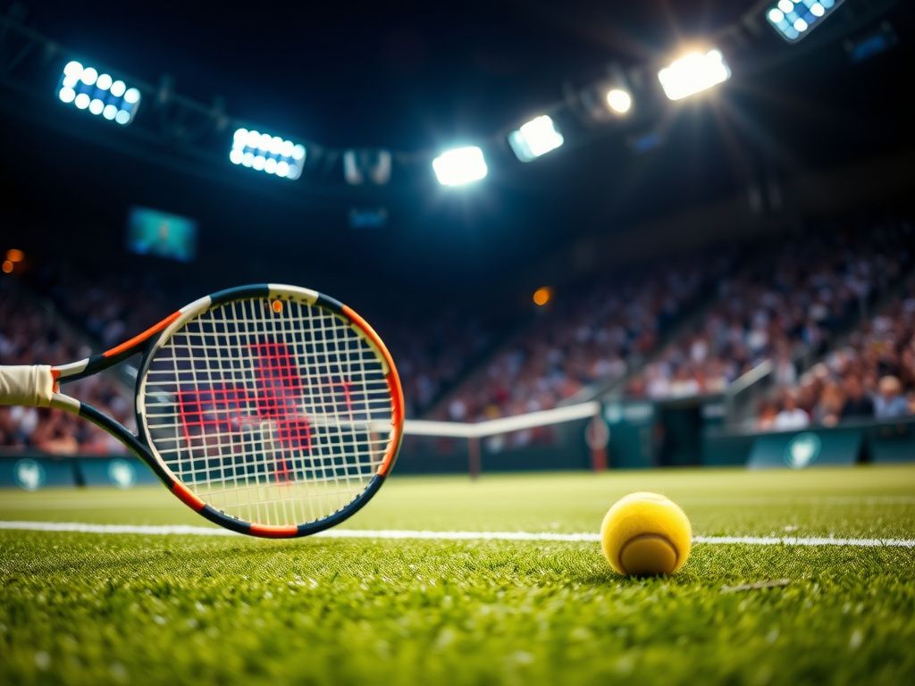 Flick International Dramatic tennis scene with Novak Djokovic in action during the semifinal match against Jannik Sinner