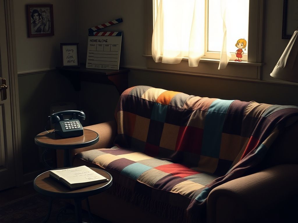 Flick International Cozy living room with a nostalgic touch, featuring a worn sofa and vintage memorabilia.