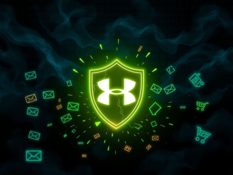 Flick International Digital landscape illustrating cybersecurity threats with shattered shield icon and personal information symbols