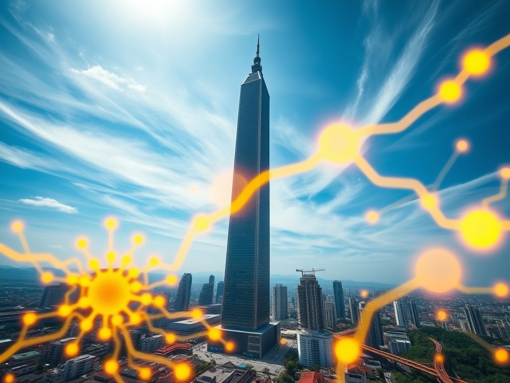 Flick International Alex Honnold scaling Taipei 101 with no ropes against a clear blue sky