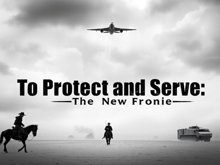 Flick International Cowboy silhouette on horseback in a snowy landscape under a stormy sky with a military jet above