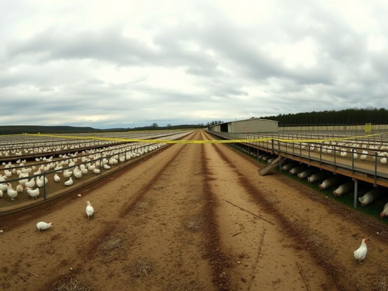 Flick International Panoramic view of a poultry farm affected by bird flu outbreak