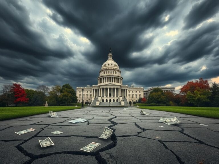 Flick International U.S. Capitol building with dark storm clouds overhead symbolizing political turmoil