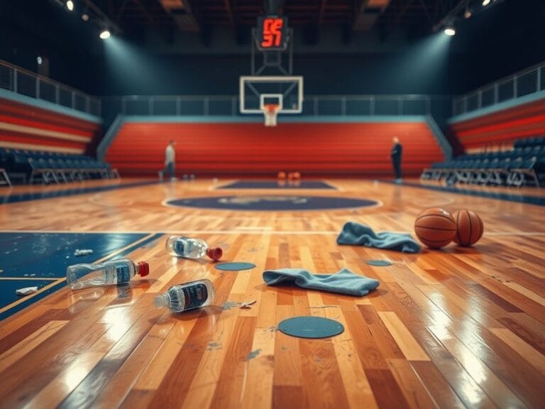 Flick International Intense basketball court scene capturing the aftermath of an altercation between NBA players.