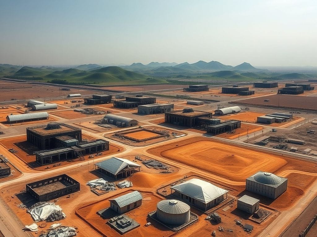 Flick International Aerial view of the Isfahan and Natanz nuclear sites with new roofs over damaged buildings