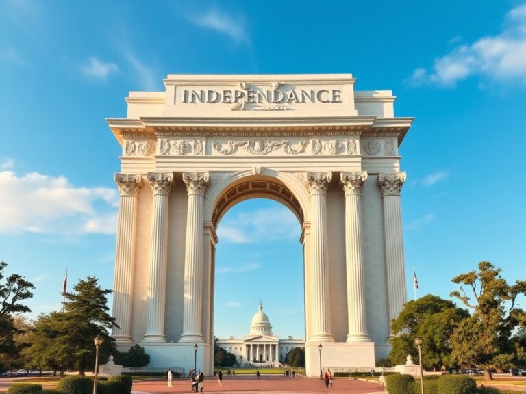 Flick International Grand 250-foot tall Independence Arch design dominating Washington, D.C. skyline