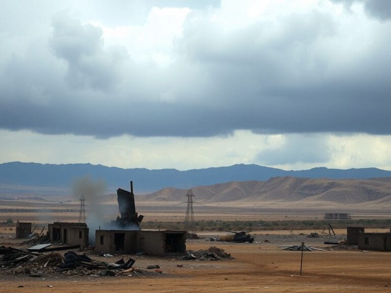 Flick International War-torn landscape in northwest Syria showing remnants of military conflict