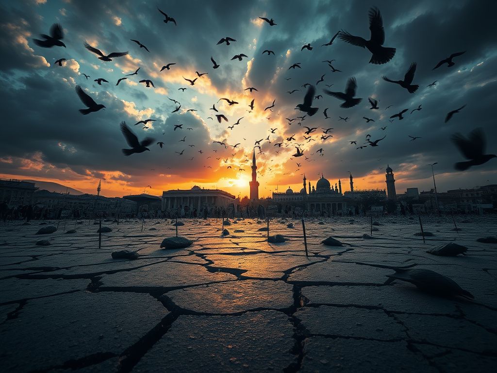 Flick International A broken landscape in Iran symbolizes the struggle for freedom and resilience.