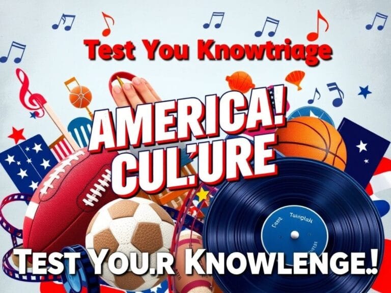 Flick International A vibrant collage representing American culture through sports and entertainment, featuring a football, basketball, film reel, and vinyl record.