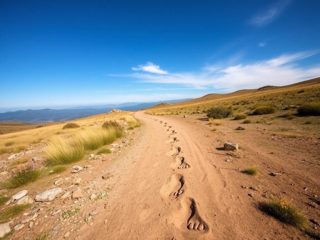 Flick International A barefoot traveler walking along a winding path through diverse terrains from Istanbul to Ireland