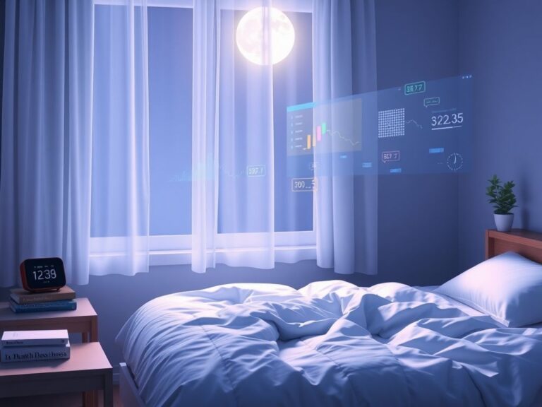 Flick International A serene bedroom scene showcasing a cozy bed illuminated by moonlight, symbolizing quality sleep.