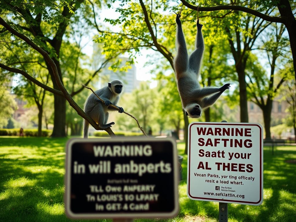 Flick International A pair of vervet monkeys playfully climbing in a St. Louis urban park