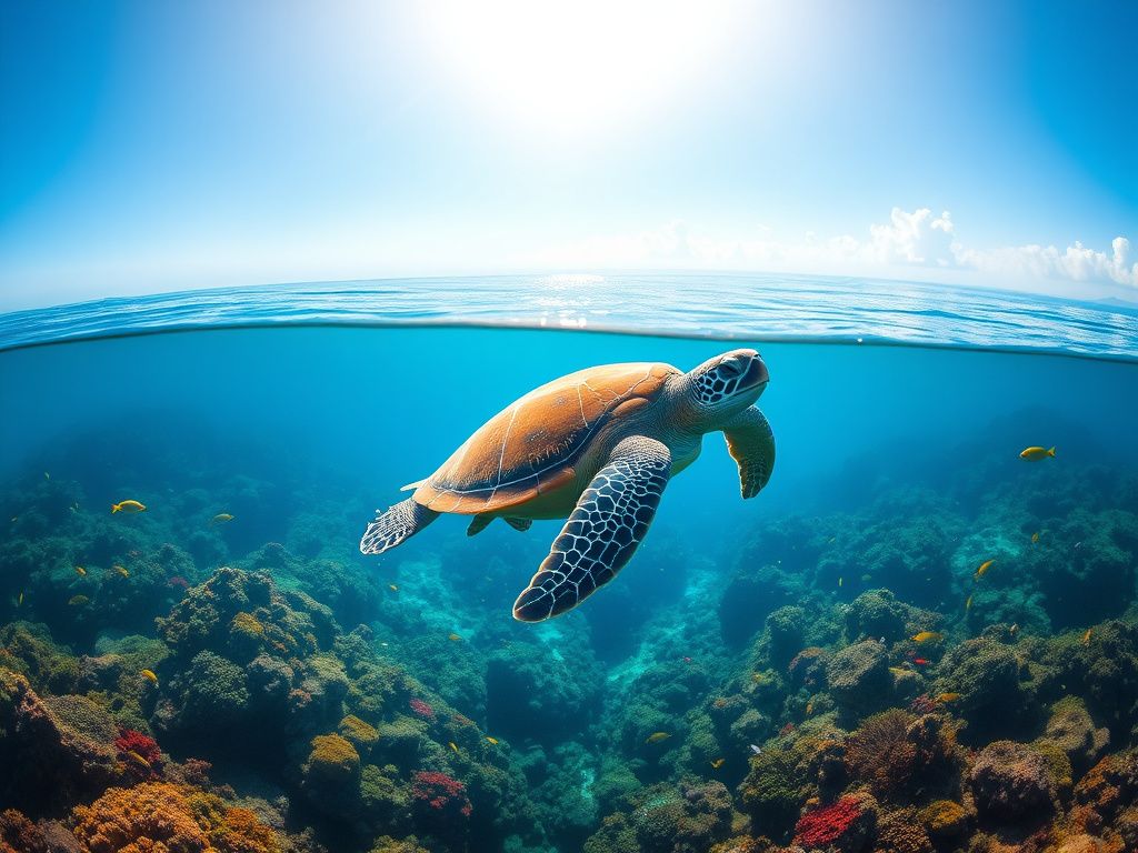 Flick International Leatherback turtle Riptide gliding through Caribbean waters