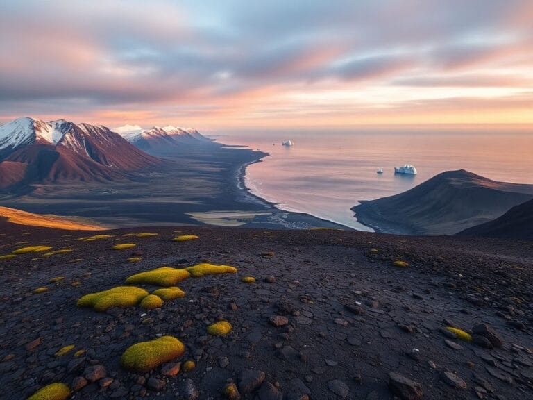 Flick International A breathtaking aerial view of Iceland's dramatic landscape featuring rugged mountains and glacial icecaps