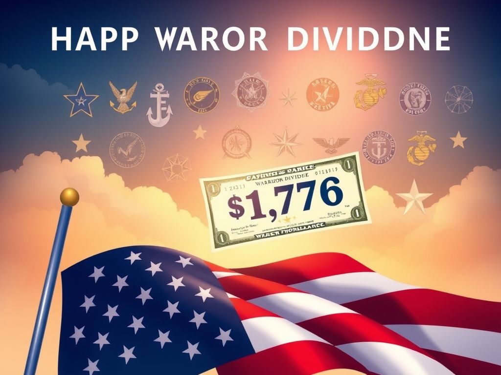 Flick International Stylized American flag waving in front of military insignia representing unity among forces