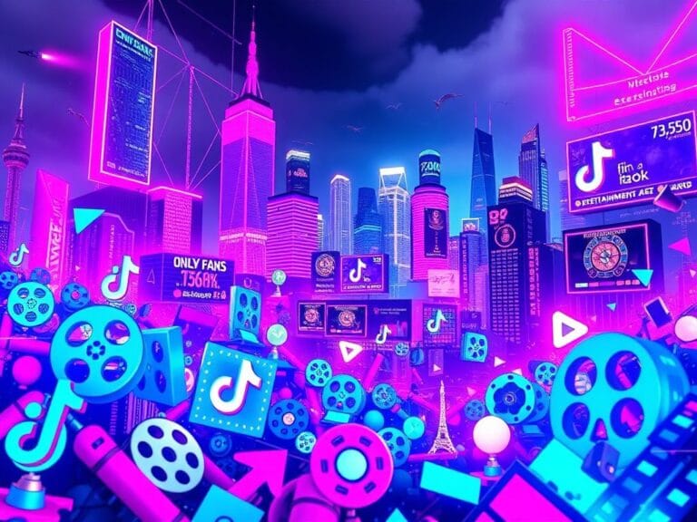 Flick International A vibrant digital landscape symbolizing online content creation with social media icons and entertainment symbols.