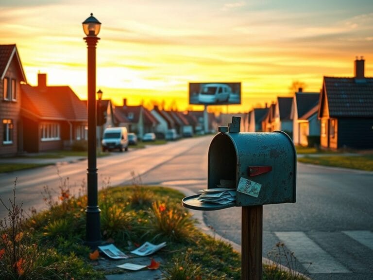 Flick International Serene Danish town landscape with traditional mailboxes being removed