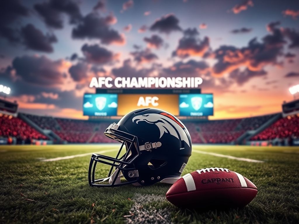 Flick International A gleaming Denver Broncos helmet on a football turf field showcasing team colors