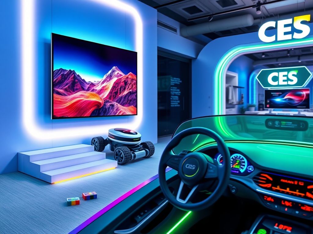 Flick International Ultra-thin invisible wallpaper TV in a high-tech CES exhibition space