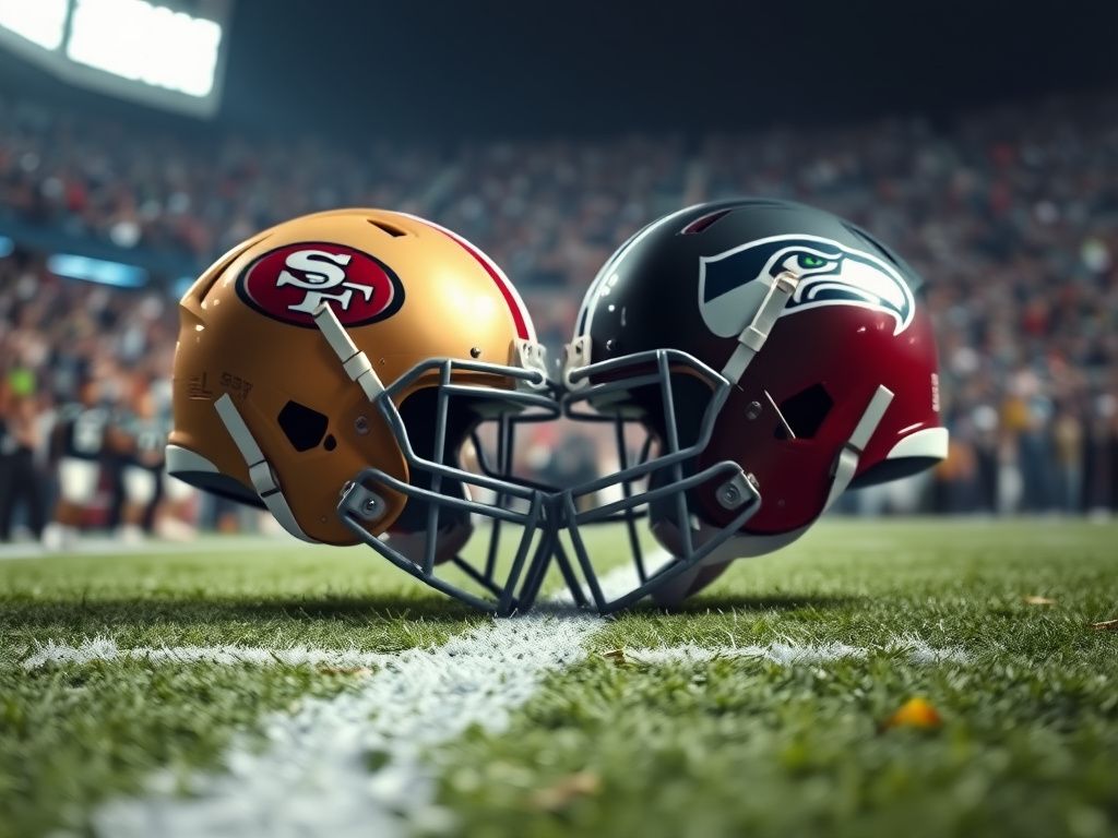 Flick International clash of 49ers and Seahawks helmets during a playoff headbutt incident