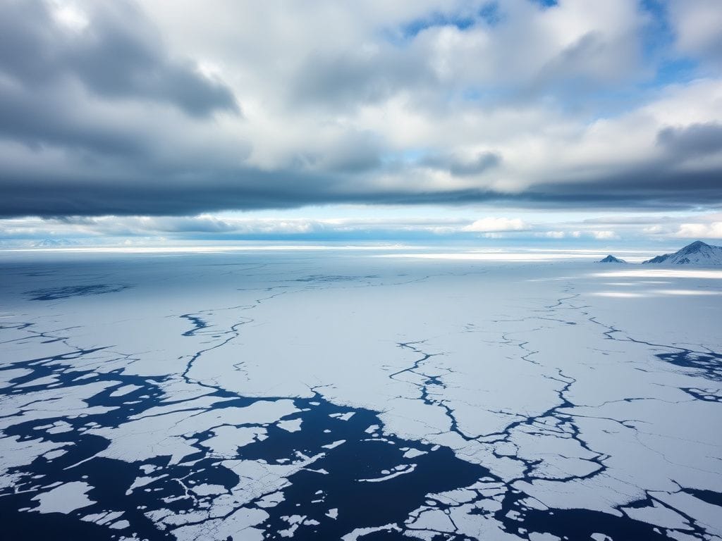 Flick International Aerial view of Greenland's icy landscape with icebergs and glaciers