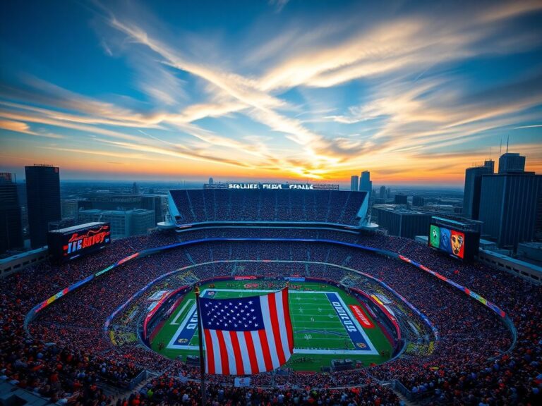 Flick International Aerial view of Soldier Field during playoff game with fans and American flag