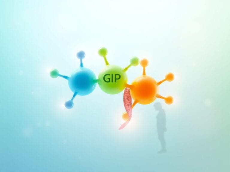 Flick International Digital illustration of three interconnected molecules representing GLP-3 ingredients for weight loss.