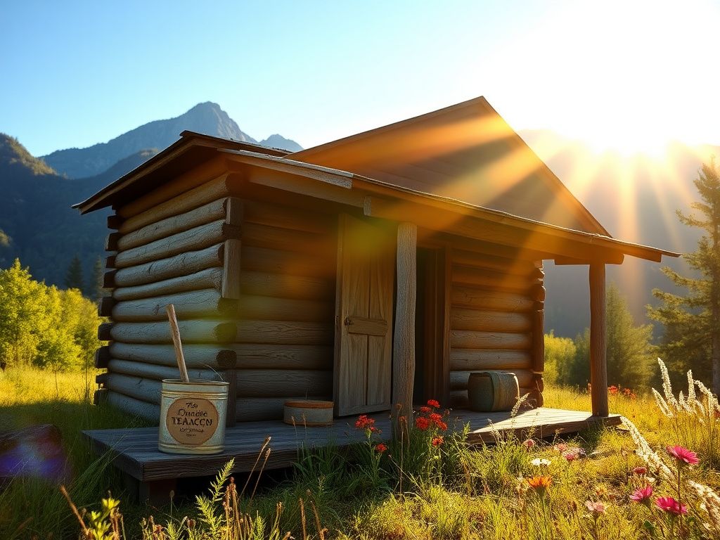 Flick International A rustic one-room cabin in the Smoky Mountains bathed in warm sunlight.