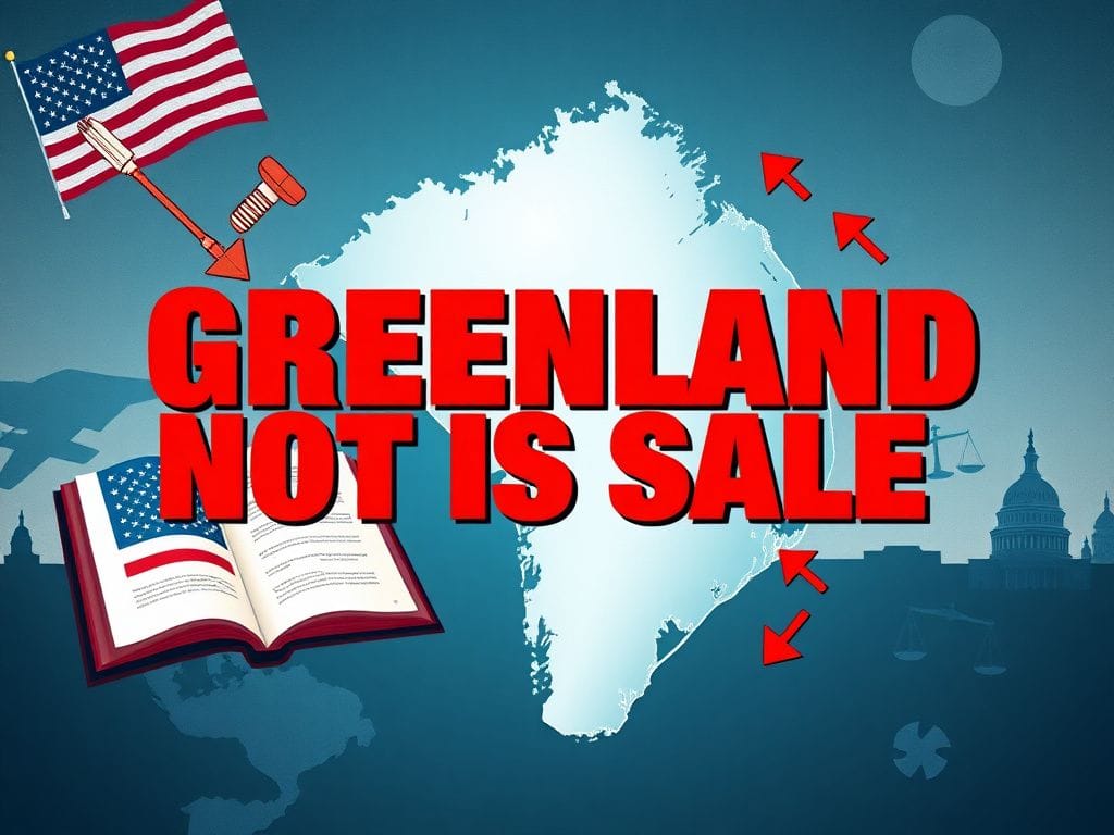 Flick International A dramatic map of Greenland with bold text 'GREENLAND NOT FOR SALE'