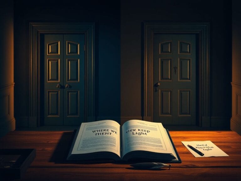 Flick International A split scene depicting two contrasting doors in a dimly lit hallway, representing choice and political decisions.