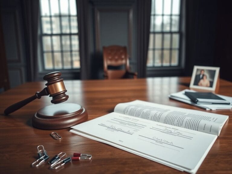 Flick International Somber courtroom scene symbolizing legal complexities of divorce and estate disputes