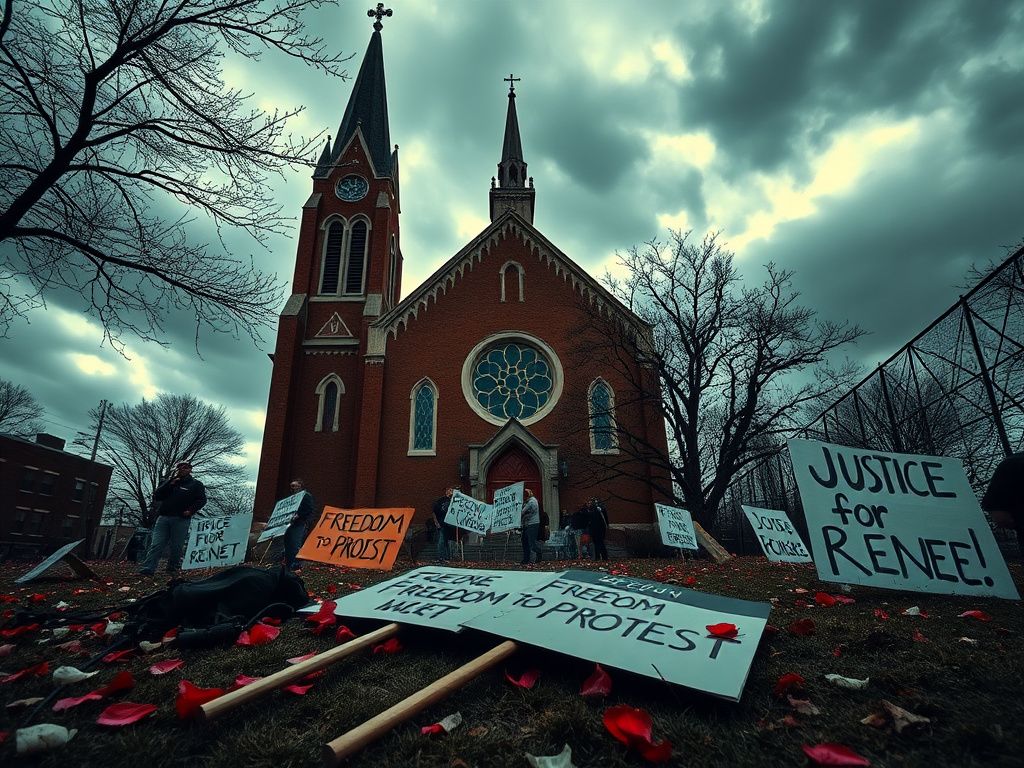 Flick International A historic church in Minneapolis showing signs of recent protest tension