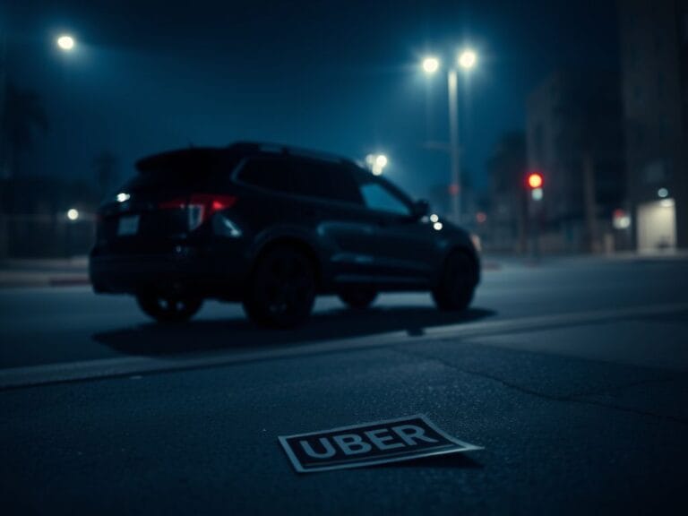 Flick International Dark urban nighttime scene with a blurred black SUV parked on a vacant street under dim streetlights