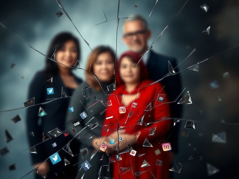 Flick International Abstract representation of a fractured family portrait symbolizing tension and conflict