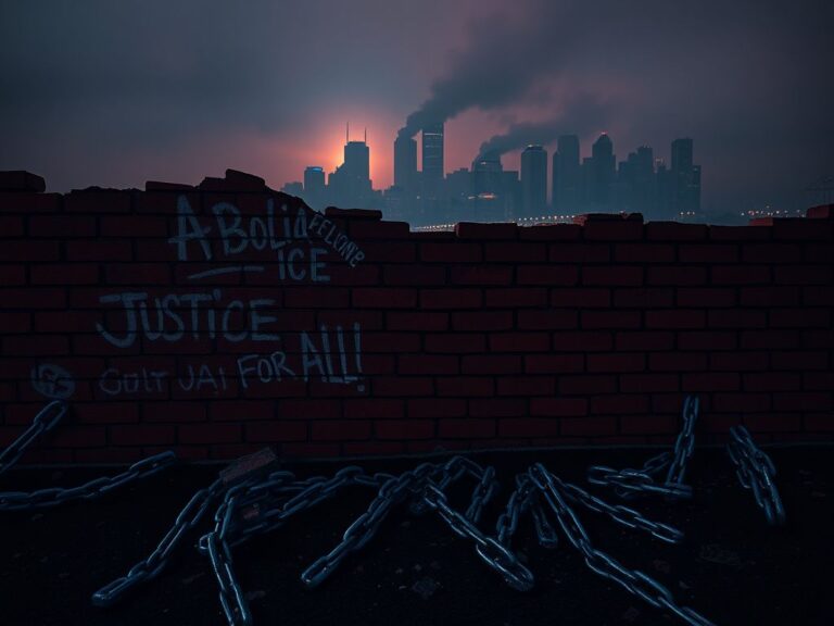 Flick International A crumbling brick wall covered in graffiti about immigration reform