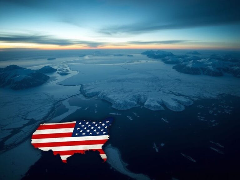 Flick International Aerial view of Greenland's icy landscape with mountains and glaciers