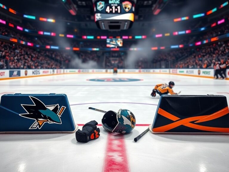 Flick International Goaltenders from the San Jose Sharks and Florida Panthers fight on the ice during a game