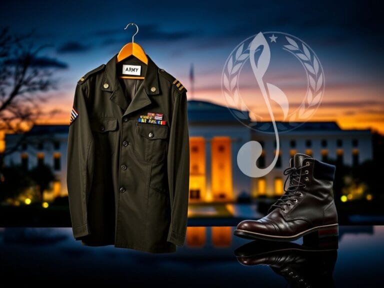 Flick International Pentagon at dusk with Army uniform and boots symbolizing service