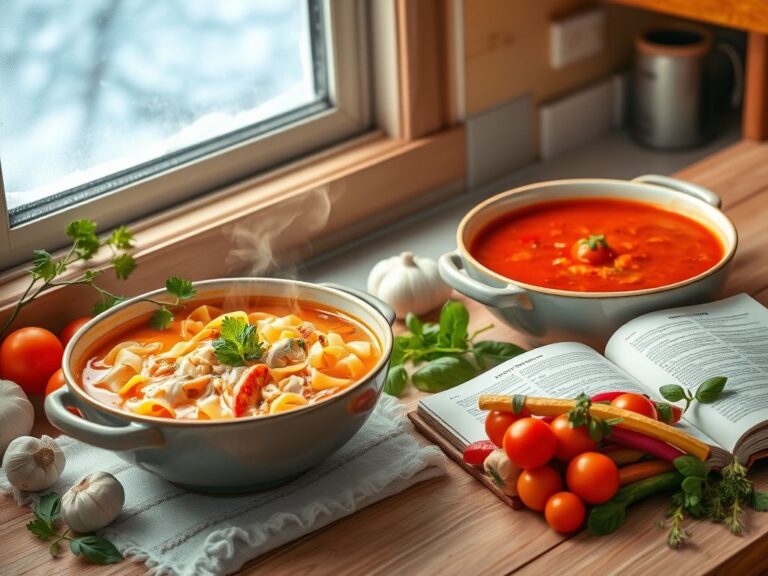 Flick International Cozy winter kitchen scene featuring two bowls of soup
