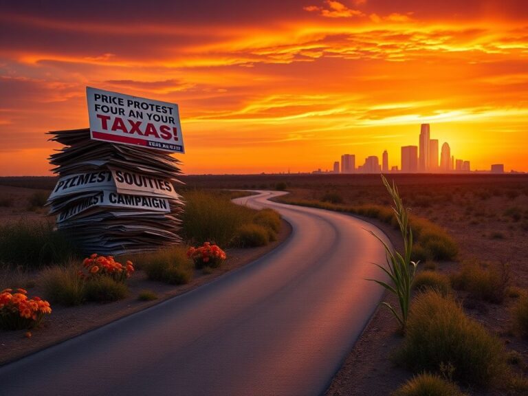 Flick International Dramatic sunset over a Texas landscape symbolizing political resilience