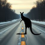 Flick International Injured kangaroo blocking traffic on a Virginia highway